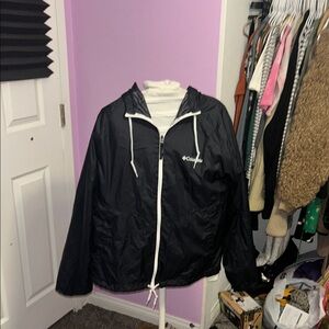 Columbia Black Hooded Jacket with White Details